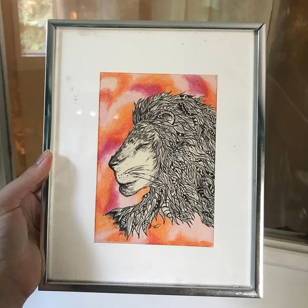 Zen tangle lion artwork